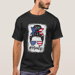 T-shirt American Flag Maman Vie Mères Blanchies 4 Juil