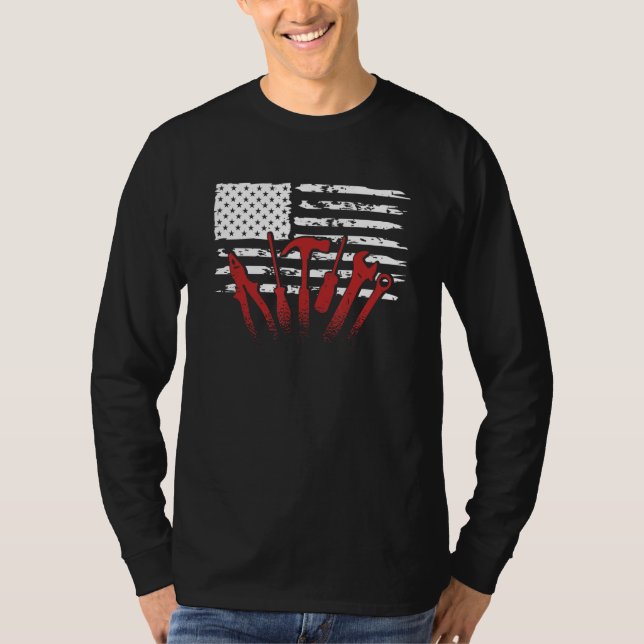 T-shirt American Flag Mechanic Handyman Trade Distressed U (Devant)