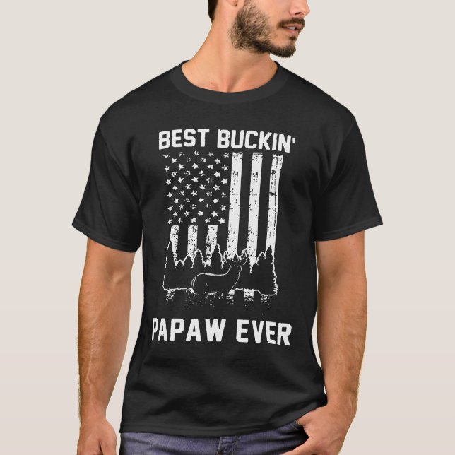 T-shirt American Flag Meilleur Buckin Papaw Jour père (Devant)