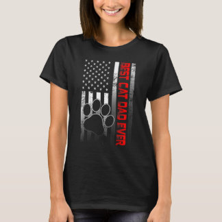T-shirt American Flag Meilleur chat Papa Jamais Père Fête