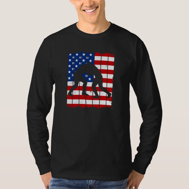 T-shirt American Flag Men Wrestling (Devant)
