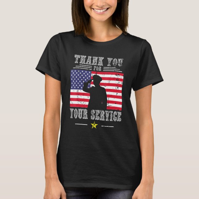 T-shirt American Flag Merci pour vos anciens combattants (Devant)