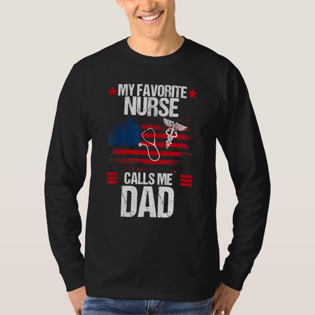 T-shirt American Flag Mon infirmière préférée m'appelle Pa (Devant)