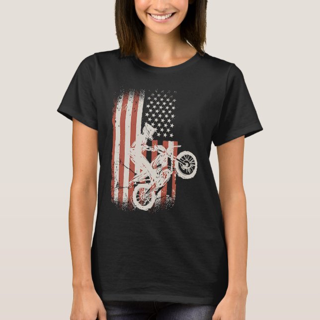 T-shirt American Flag Motocross Enduro Motocross (Devant)