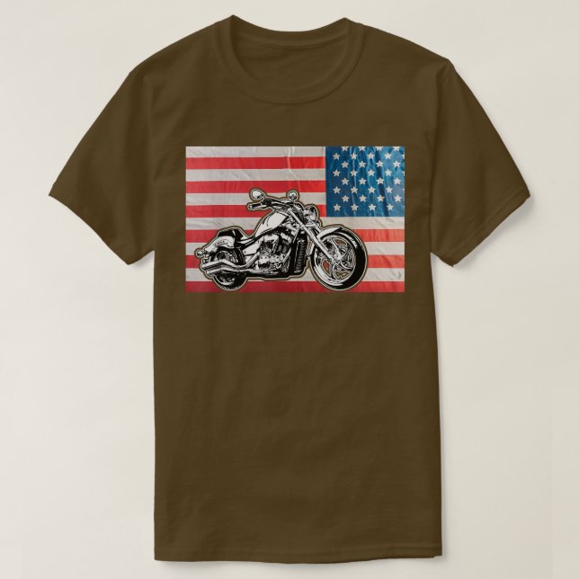 T-shirt American Flag Motorcycle Biker154 (Design devant)