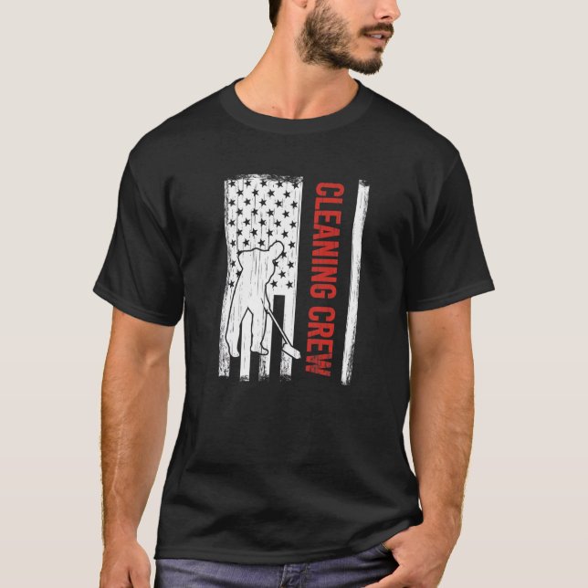 T-shirt American Flag Nettoyage de l'équipage 4 juillet Cu (Devant)