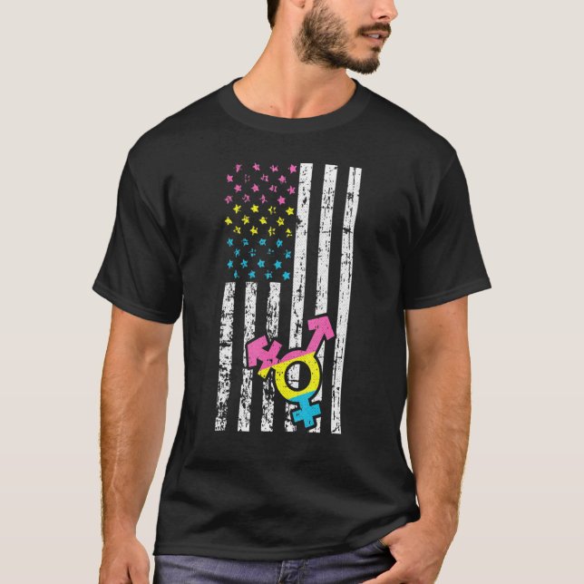 T-shirt American Flag Pansexual Fierté Lgbtq Patrioti (Devant)