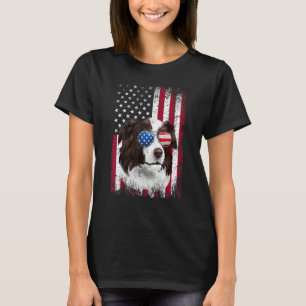 T-shirt American Flag Patriotic Border Collie Dog 4th Of