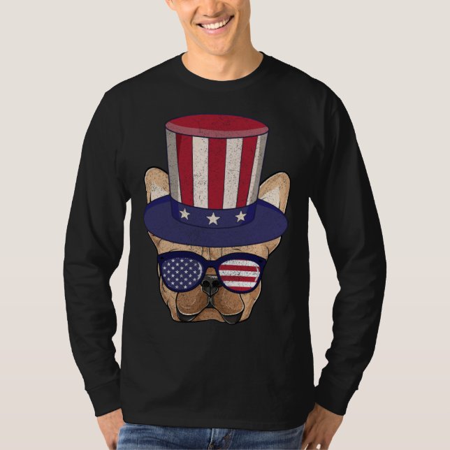 T-shirt American Flag Patriotic French Bulldog Apparel 4th (Devant)