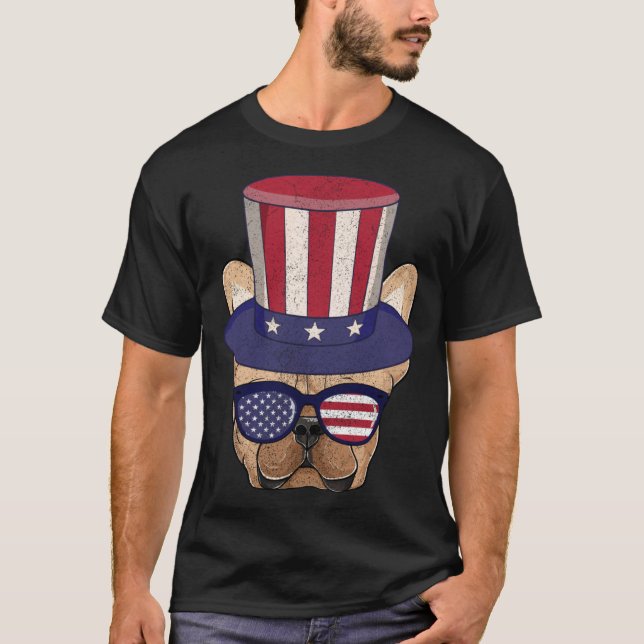 T-shirt American Flag Patriotic French Bulldog Apparel 4th (Devant)