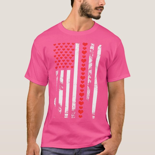 T-shirt American Flag Patriotic Valentine'S Day Heart (Devant)