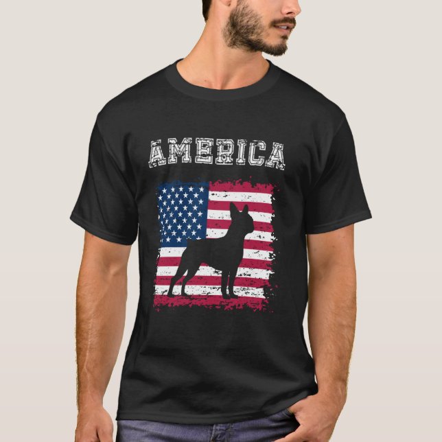 T-shirt American Flag Patriotique 4 juillet Boston Terrier (Devant)