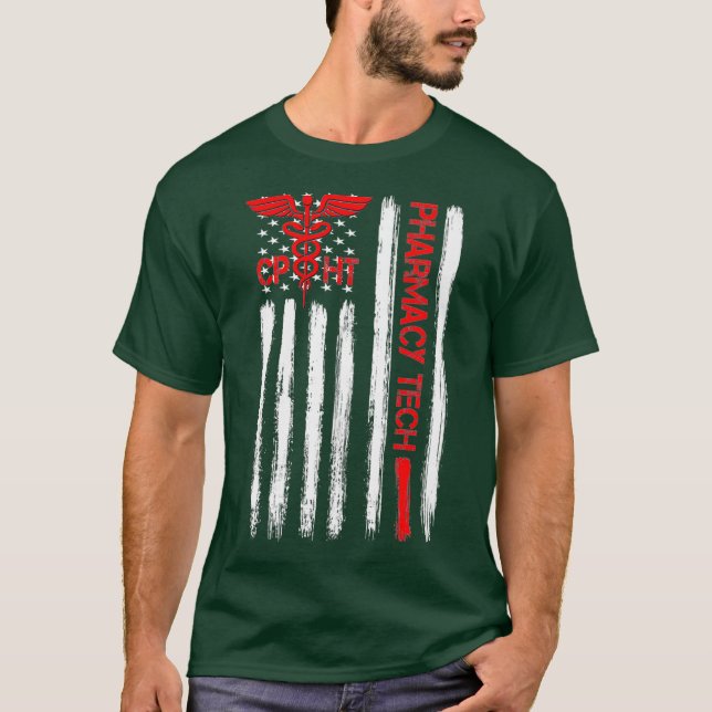 T-shirt American Flag Pharmacy Technician CPhT Tech Don (Devant)
