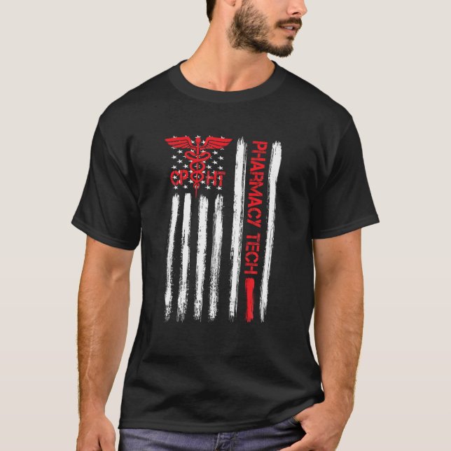 T-shirt American Flag Pharmacy Technician CPhT Tech Pharma (Devant)