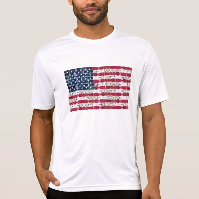 T-shirt American Flag Pickleball Performance (Devant)