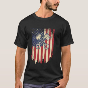 T-shirt American Flag Piston Muscle Car pour Patriotic Mec
