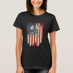 T-shirt American Flag Piston Muscle Car pour Patriotic Mec