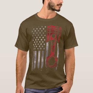 T-shirt American Flag Piston Muscle Voiture Patriotique Vi