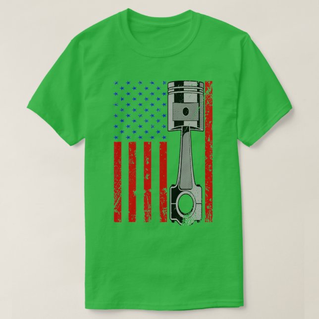 T-shirt American Flag Piston Muscle Voiture Patriotique Vi (Design devant)