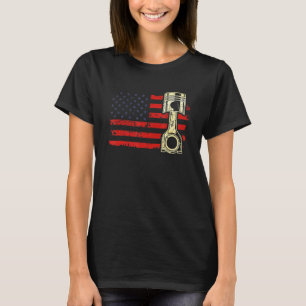 T-shirt American Flag Piston Muscle Voiture Patriotique Vi