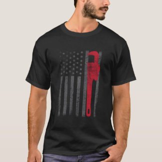 T-shirt American Flag Plumber Vintage Plumer Ouvrier Homme