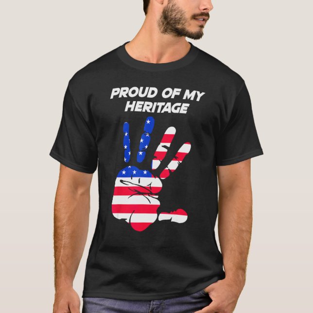 T-shirt American Flag Printed Palm USA (Devant)