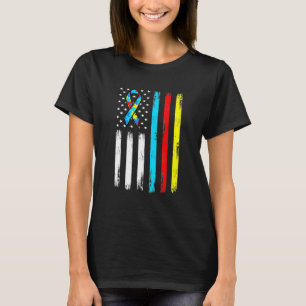T-shirt American Flag Puzzle Pièce Ruban Cool Autisme Awar