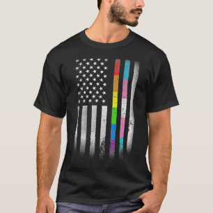 T-shirt American Flag Rainbow Homosexual Rights LGBT LGBTQ