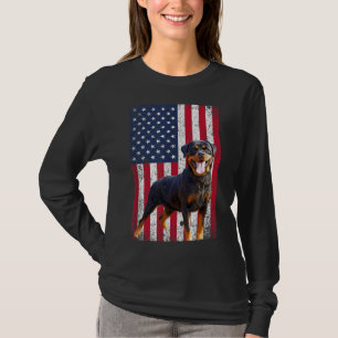 T-shirt American Flag Rottweiler Dog Lover Funny 4th of Ju