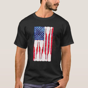 T-shirt American Flag Rowing Oar Cute US Row Crew 4th Of J