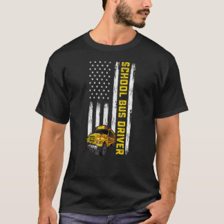 T-shirt American Flag School Bus Driver Usa Flag Bus Drivi
