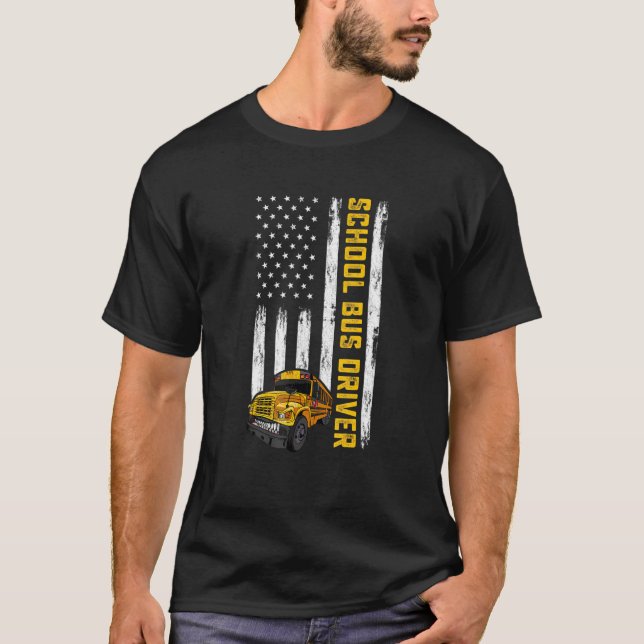 T-shirt American Flag School Bus Driver Usa Flag Bus Drivi (Devant)