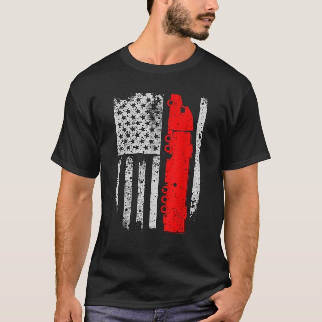 T-shirt American Flag Semi Truck Driver Patriotic 18 Wheel (Devant)