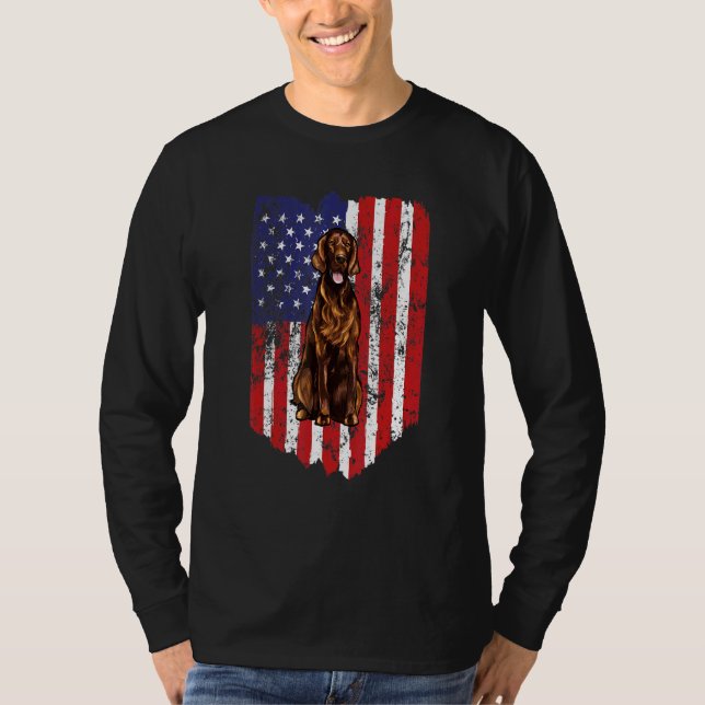 T-shirt American Flag Setter Irish Usa (Devant)