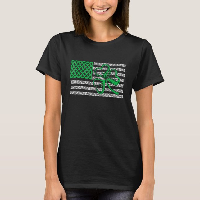 T-shirt American Flag Shamrock Clovers St Patricks Day Men (Devant)