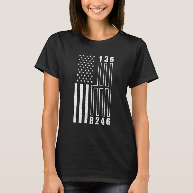 T-shirt American Flag Shift Gear Manual Transmission Car (Devant)