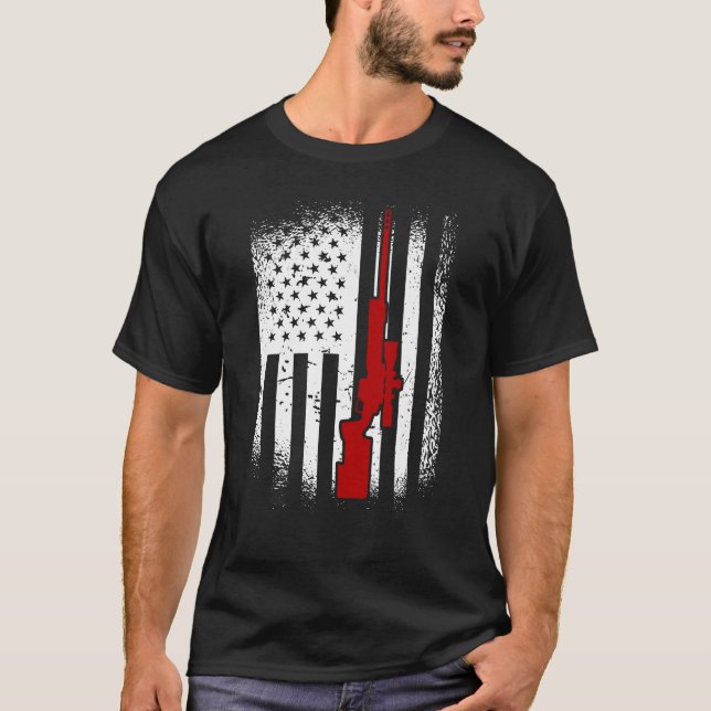 T-shirt American Flag Sniper Rifle 2nd Amendment Sniper (Devant)