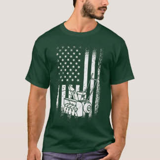 T-shirt American Flag Snow Blowing, Winter Snow Lover