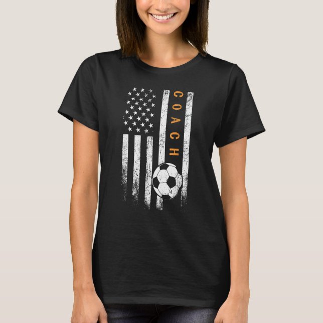 T-shirt American Flag Soccer Coach Soccer Trainer Coaching (Devant)