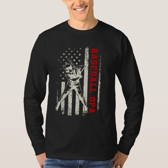 T-shirt American Flag Softball Baseball Opa Funny Father's (Devant)