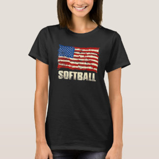 T-shirt American Flag Softball Patriotic US Softball Gifts