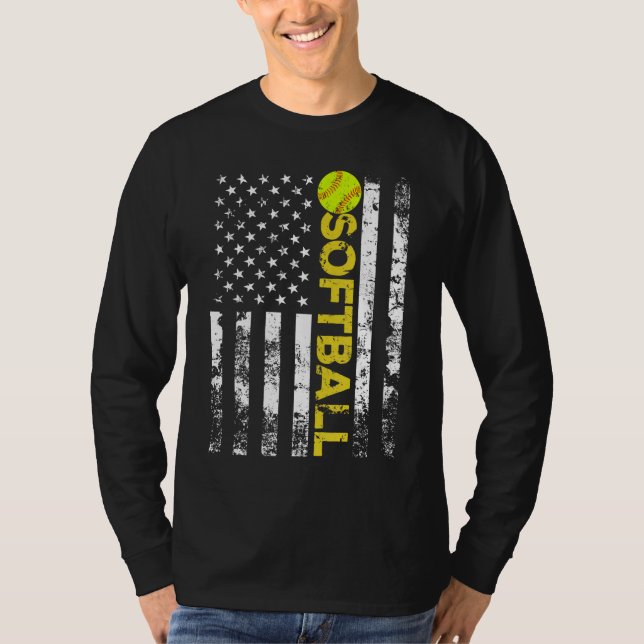 T-shirt American Flag Softball Team Cadeau (Devant)