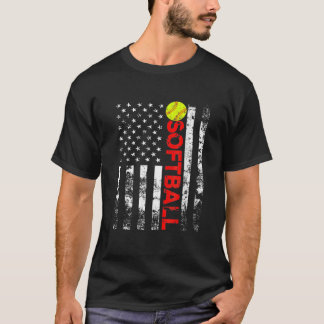T-shirt American Flag Softball Team For Men Women Boys Gir