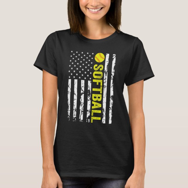 T-shirt American Flag Softball Team Gift_1 (Devant)