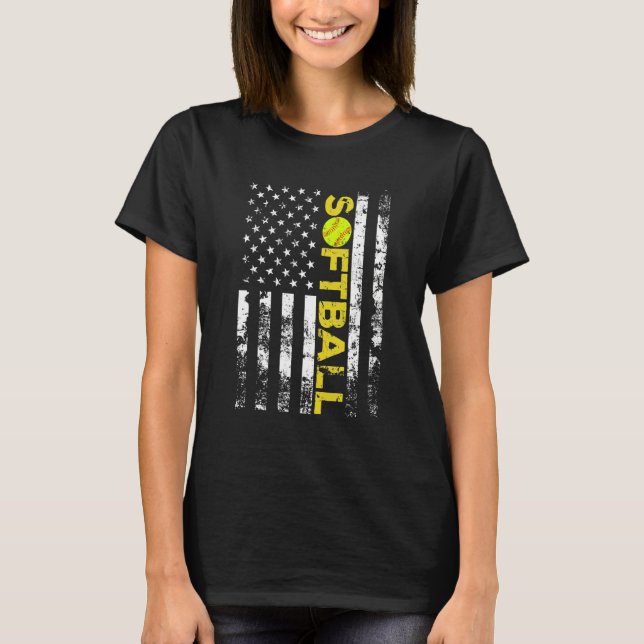 T-shirt American Flag Softball Team Gifts (Devant)