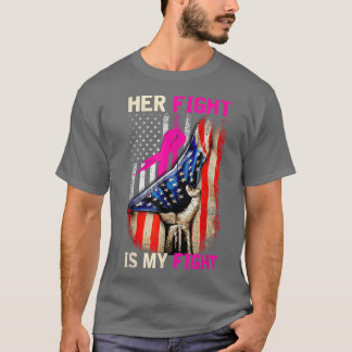 T-shirt American Flag Son Flag Est Mon Fight Breast Cancer