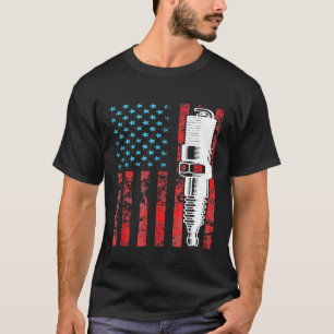 T-shirt American Flag Spark voiture Vintage Usa