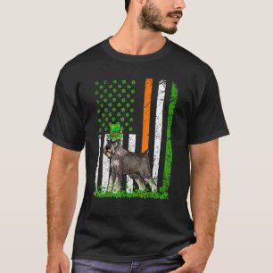 T-shirt American Flag Standard Schnauzer Chien St patrick