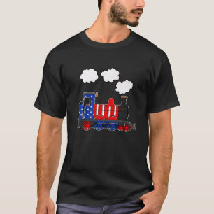 T-shirt American Flag Steam Train 4 juillet Usa Railroad T