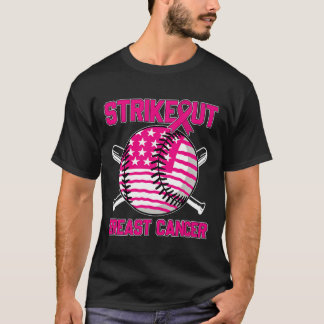 T-shirt American Flag Strikeout Breast Cancer Baseball T-S